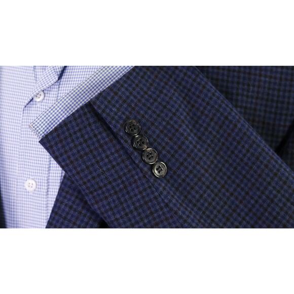 Lauren Ralph Lauren Mens Blue Brown Gingham Check Wool 2Btn Sportcoat Blazer 52R - Picture 5 of 8